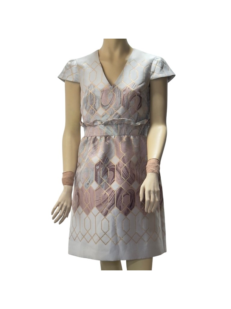 Ted Baker Ingrida Jacquard Metallic Dress Women's Size Ted 3 Us 8 Uk 12